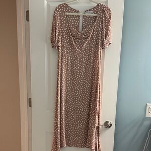 Petal & Pup Tan Patterned Midi Dress